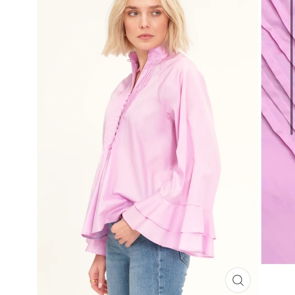 HARSHMAN Nagisa Popover Blouse Orchid Purple Relaxed Fit Vneck Sz XS NEW